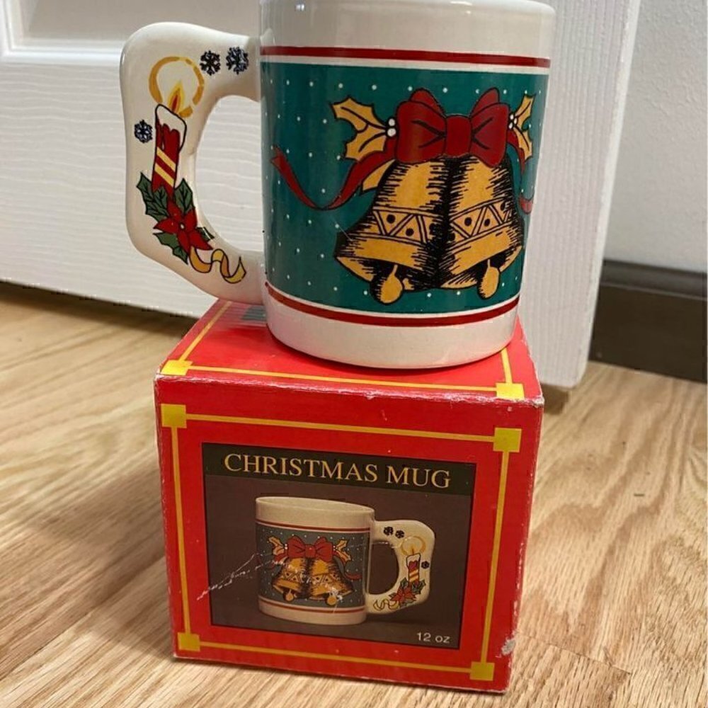 Vintage Christmas Bells Ceramic Coffee Mug NIB